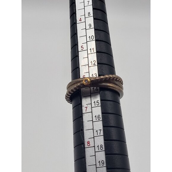 Pandora ALE Rising Star Sterling Silver 925 Diamond 14K Crossover Ring Sz 6.25 - Picture 9 of 10